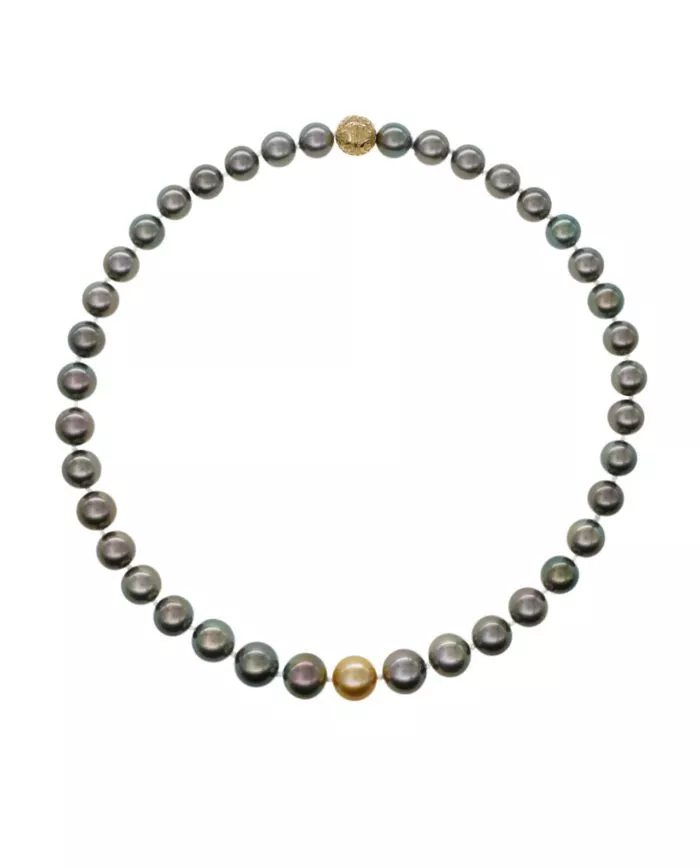 Golden Eye — Tahiti- & Südsee-Perlenkette mit 18 K Gelbgold Magnetverschluss | Maëla – Bild 2
