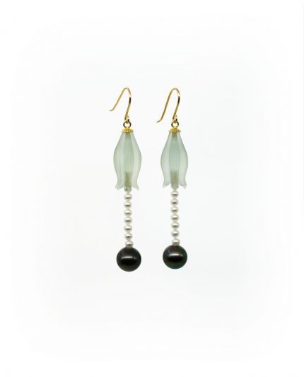 Éclat de mer maiglöckchen ohrringe mit prasiolith, tahiti und akoya perlen | maëla schmuck