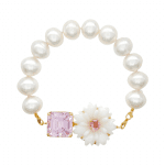 petite fleur bracelet made of southsea pearls, pink opal & gemstones | maëla jewelry