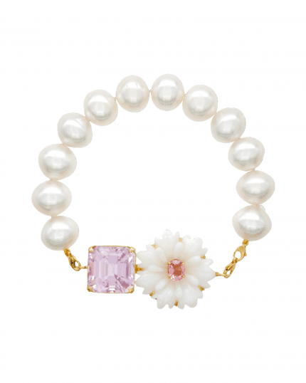 petite fleur armband aus südseeperlen, pink opal & edelsteinen | maëla schmuck