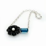 fleur de minuit - pendant with onyx, london blue topaz & edison pearl | maëla jewelry
