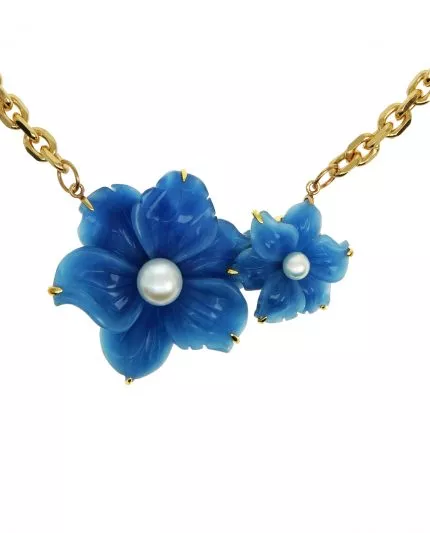 statement anhänger aus blauem jasper & perle in 18k gold – bleu majestÉ