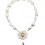 statement pendant danceur impÉrial with opal blossom, kunzite & golden southsea pearl in 18k gold