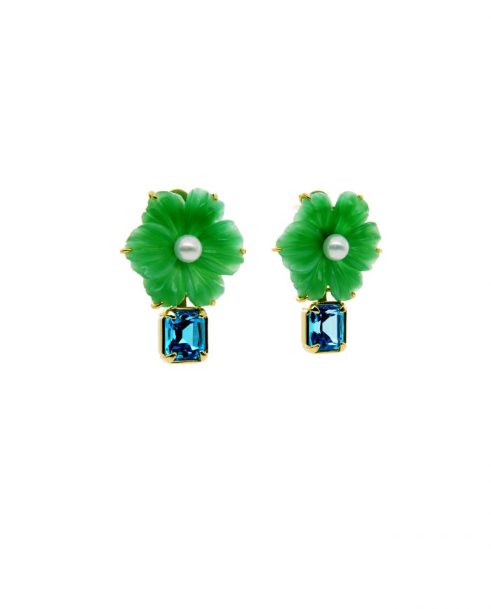 statement earrings with gemstone flower variation no 2