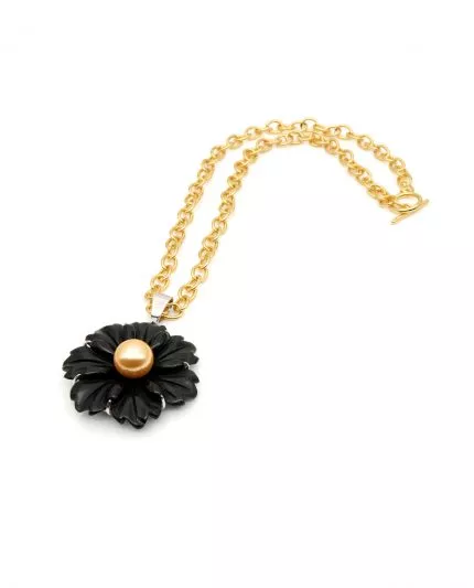 ombre d‘or anhänger onyx blüte, goldene südsee perle , 18 karat gelbgold