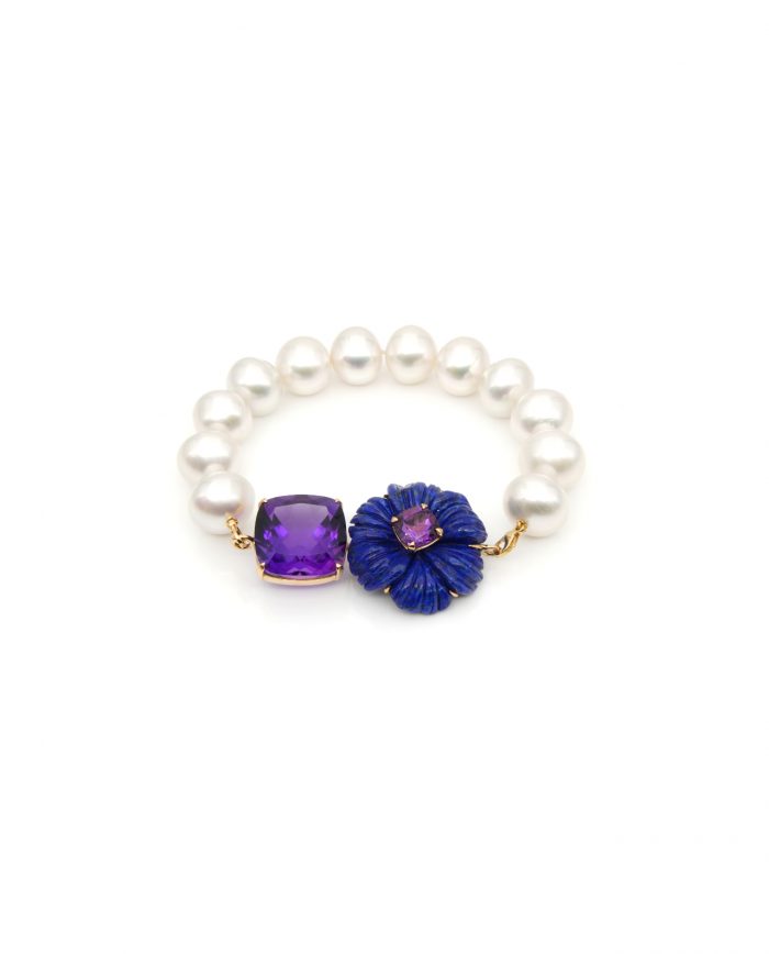 südseeperlenarmband indigo bravoure mit lapislazuli & amethyst