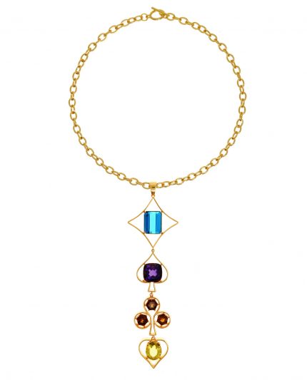 couronne indigo – anhänger mit lapislazuli blüte, südseeperle & peridot | maëla jewellery