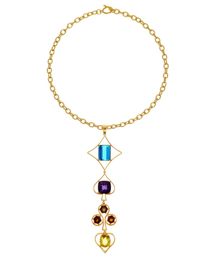 couronne indigo – anhänger mit lapislazuli blüte, südseeperle & peridot | maëla jewellery